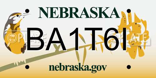 BA1T6I Nebraska License Plate