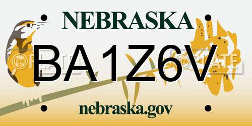 BA1Z6V Nebraska License Plate