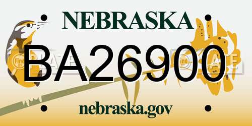 BA26900 Nebraska License Plate