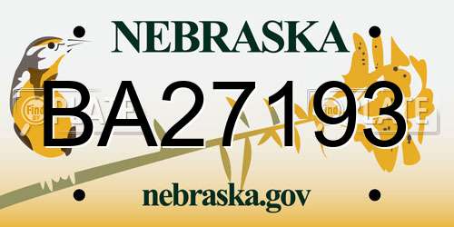 BA27193 Nebraska License Plate