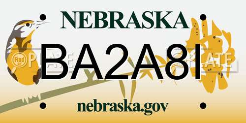 BA2A8I Nebraska License Plate