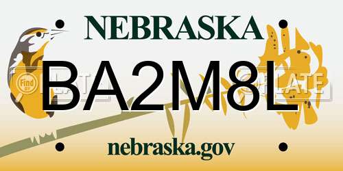 BA2M8L Nebraska License Plate