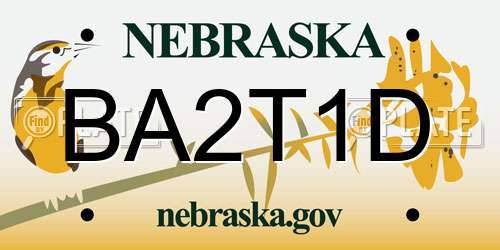 BA2T1D Nebraska License Plate