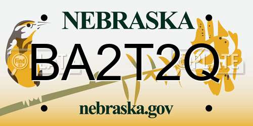 BA2T2Q Nebraska License Plate