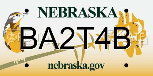 BA2T4B Nebraska License Plate
