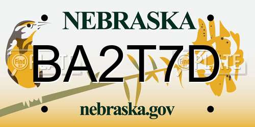 BA2T7D Nebraska License Plate