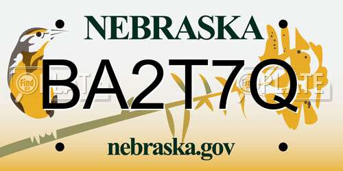BA2T7Q Nebraska License Plate