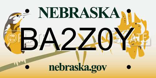 BA2Z0Y Nebraska License Plate