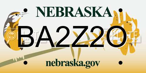 BA2Z2O Nebraska License Plate