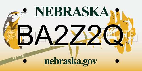 BA2Z2Q Nebraska License Plate