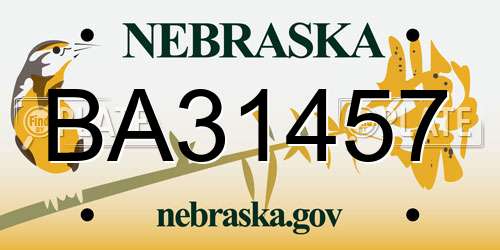 BA31457 Nebraska License Plate