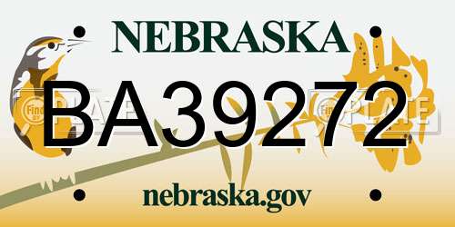 BA39272 Nebraska License Plate