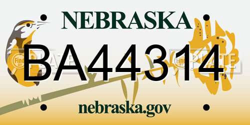 BA44314 Nebraska License Plate