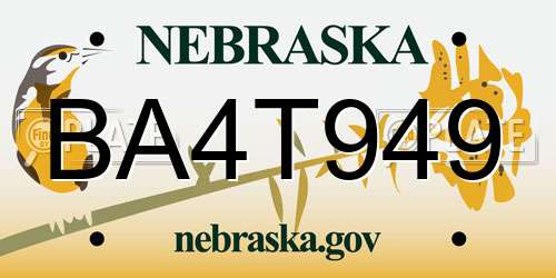 BA4T949 Nebraska License Plate