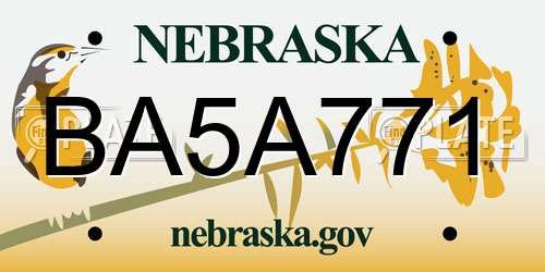 BA5A771 Nebraska License Plate