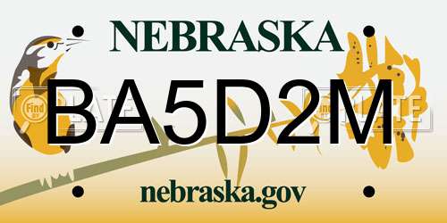 BA5D2M Nebraska License Plate