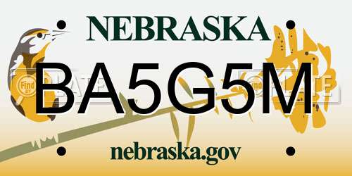 BA5G5M Nebraska License Plate