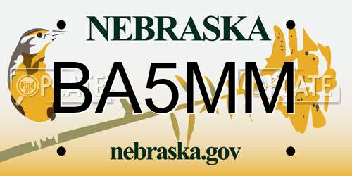 BA5MM Nebraska License Plate