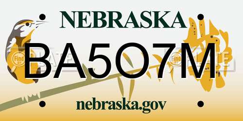 BA5O7M Nebraska License Plate