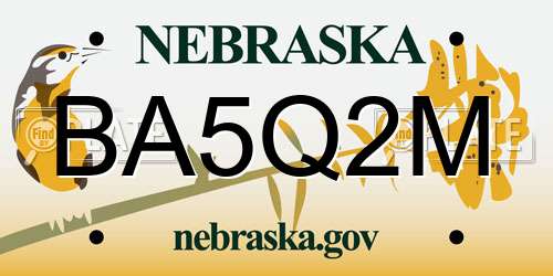 BA5Q2M Nebraska License Plate