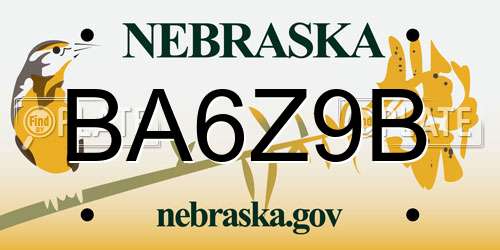 BA6Z9B Nebraska License Plate