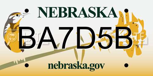 BA7D5B Nebraska License Plate