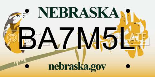 BA7M5L Nebraska License Plate