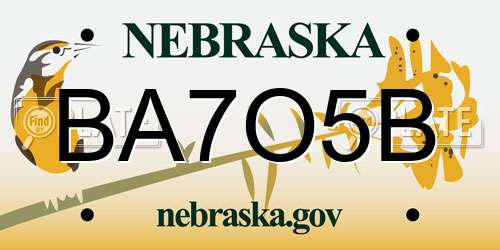 BA7O5B Nebraska License Plate