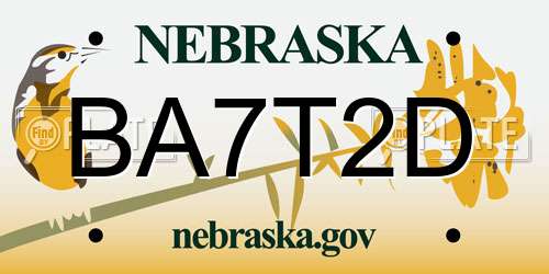 BA7T2D Nebraska License Plate