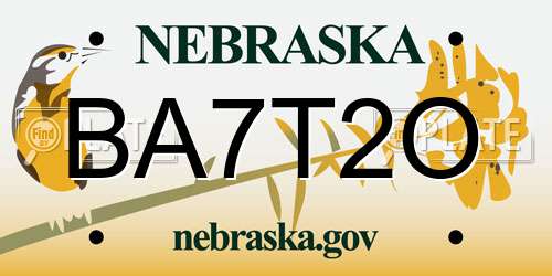 BA7T2O Nebraska License Plate
