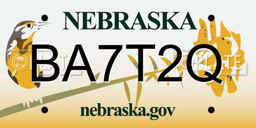 BA7T2Q Nebraska License Plate