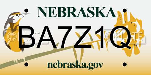 BA7Z1Q Nebraska License Plate