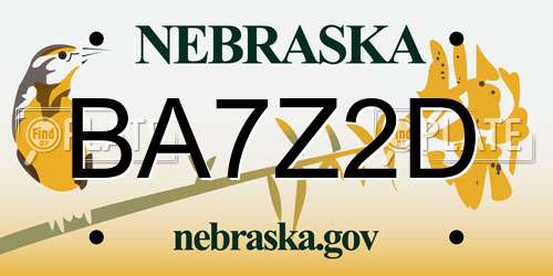BA7Z2D Nebraska License Plate