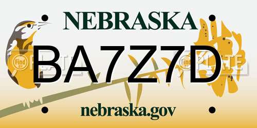 BA7Z7D Nebraska License Plate