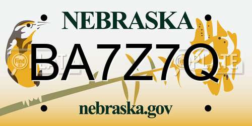 BA7Z7Q Nebraska License Plate