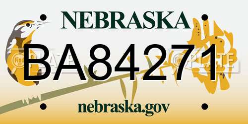BA84271 Nebraska License Plate