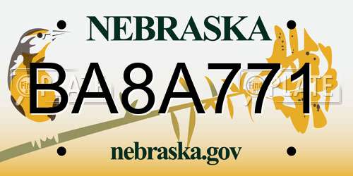 BA8A771 Nebraska License Plate