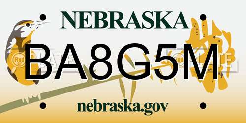 BA8G5M Nebraska License Plate