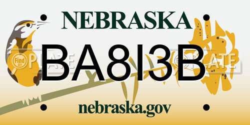 BA8I3B Nebraska License Plate