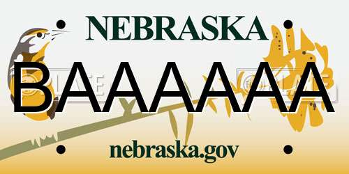 BAAAAAA Nebraska License Plate