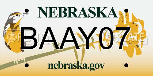 BAAY07 Nebraska License Plate