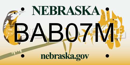 BAB07M Nebraska License Plate