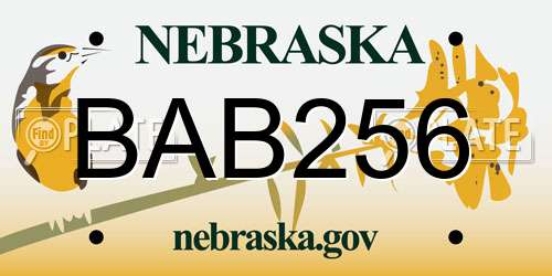 BAB256 Nebraska License Plate