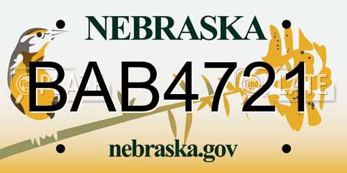 BAB4721 Nebraska License Plate