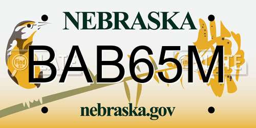 BAB65M Nebraska License Plate