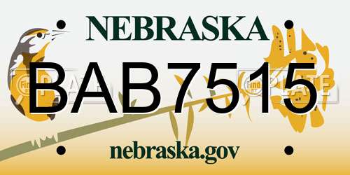 BAB7515 Nebraska License Plate
