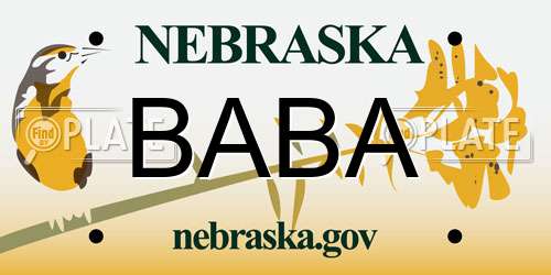 BABA Nebraska License Plate