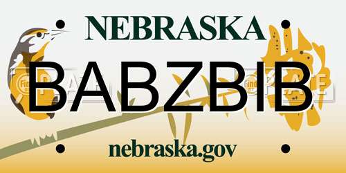 BABZBIB Nebraska License Plate