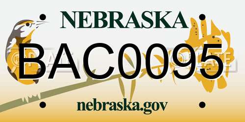 BAC0095 Nebraska License Plate