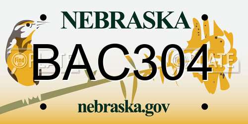 BAC304 Nebraska License Plate